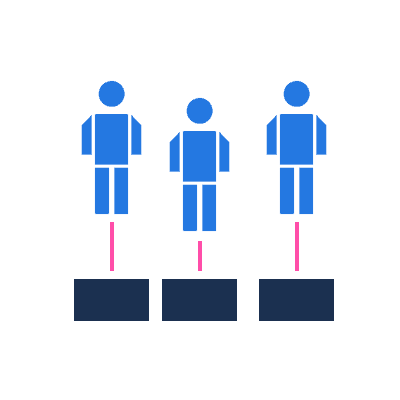 Shows three different tenants connected to three different versions of the same app