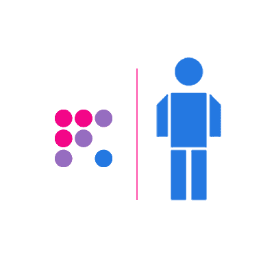 Shows a person and the Evinced logo side by side