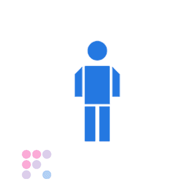 Shows a person in the middle with the Evinced logo faded and out to the side